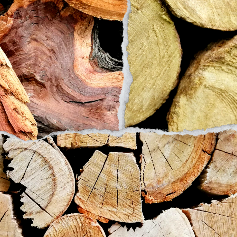 Ultimate Winter Firewood Combo - Exclusive 5-in-1 Bulk Deal featuring a close-up of premium split firewood: Blue Gum, Mopane, and Rooibos. Best in Cape Town